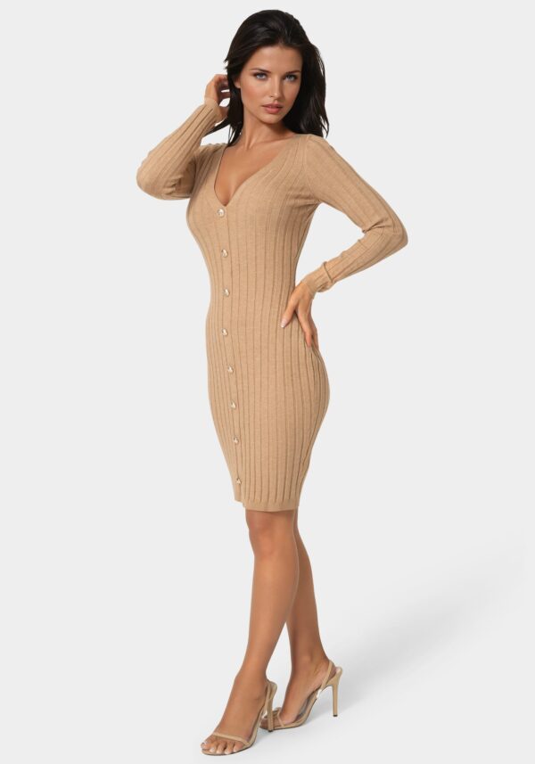 V-Neck Cardigan Midi Dress